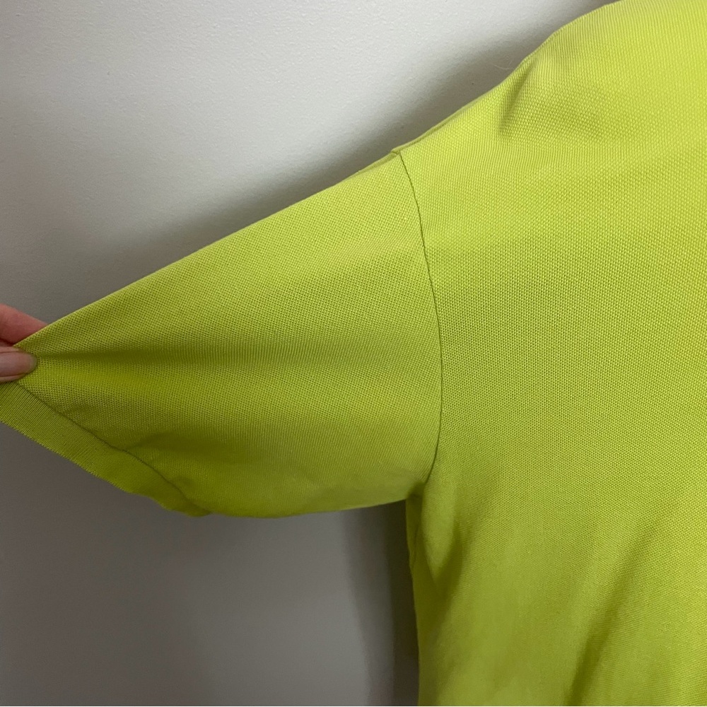 Vintage Lacoste Polo Shirt 100% Cotton Crocodile Patch Chartreuse Lime Green - Picture 8 of 10